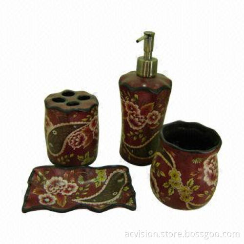 Antique ceramic bathroom set, 4pcs, hand painted, suitable or hotels and home decors